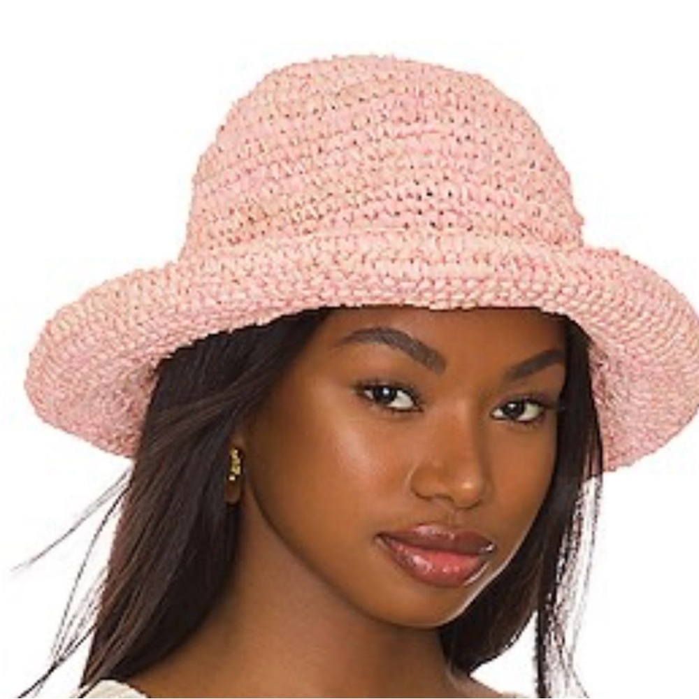 Casa Clara Straw Bucket hat peach/pink